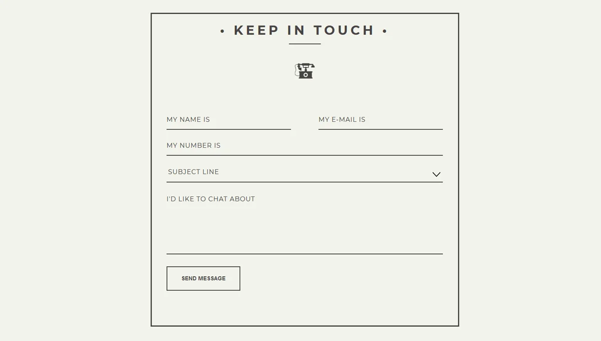 Vintage Inspired Contact Form