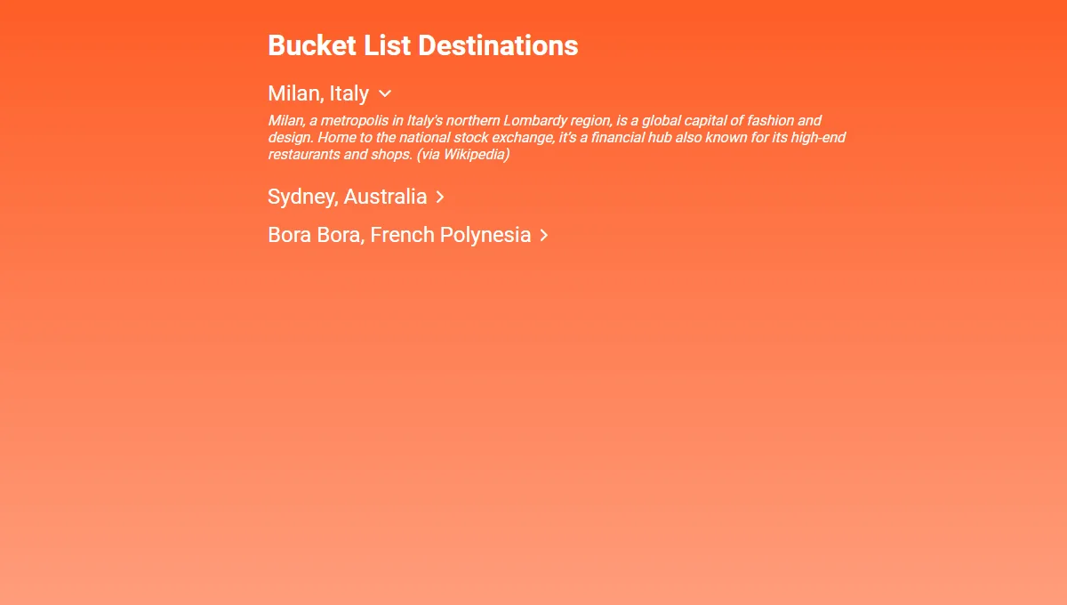 Bucket List Destinations