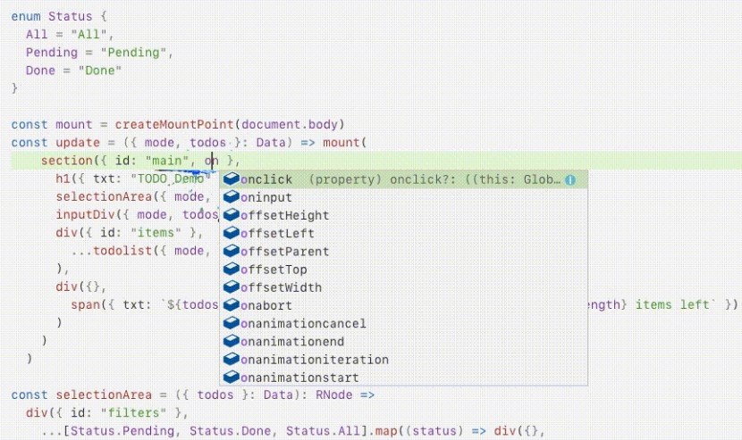 A minimal self-rendering Virtual DOM library for react