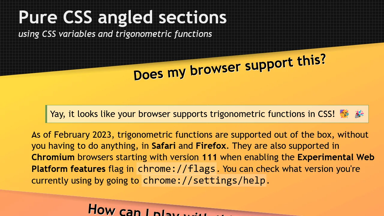 Pure CSS Angled Sections