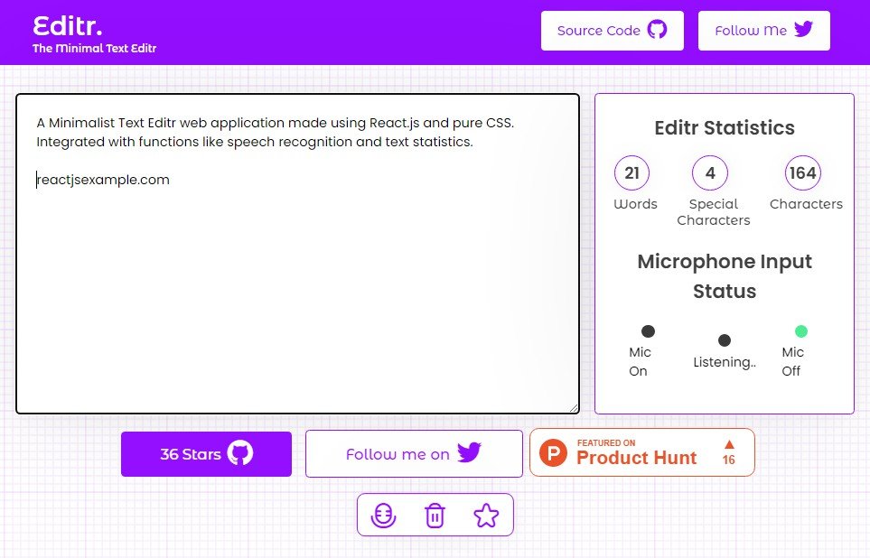 A Minimalist Text Editr web application made using React.js and pure CSS