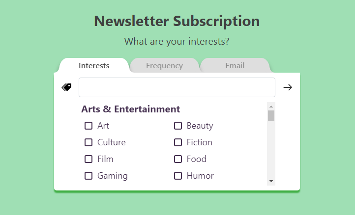 A multi-step form component library built with React and Emotion styling