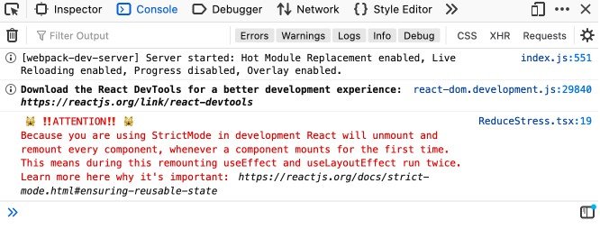 A package informs you when React.StrictMode is active and React will unmount and remount every component
