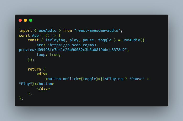 A package with Optimized and Supercharged React hook to play audio without any DOM element