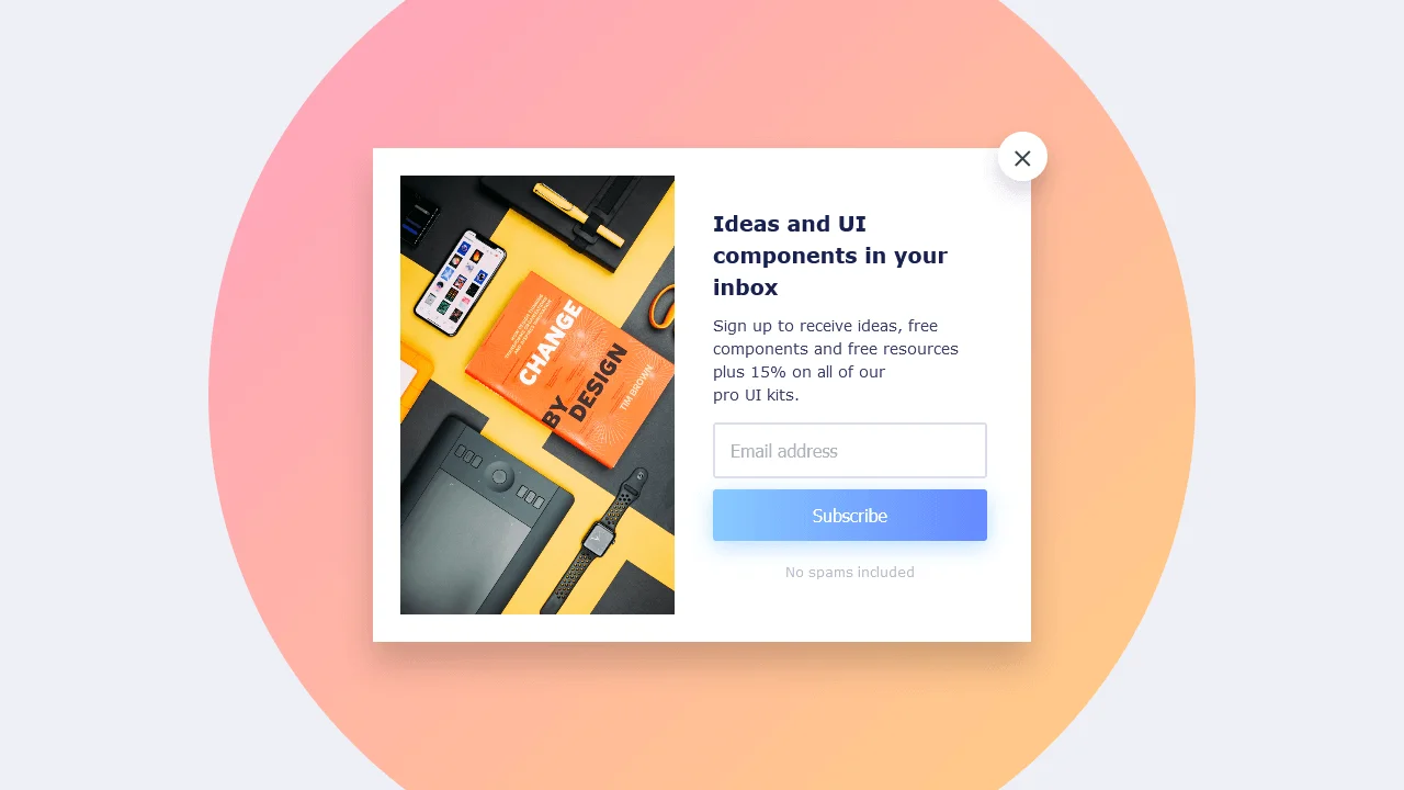 Slicing Design Subcribe Modal