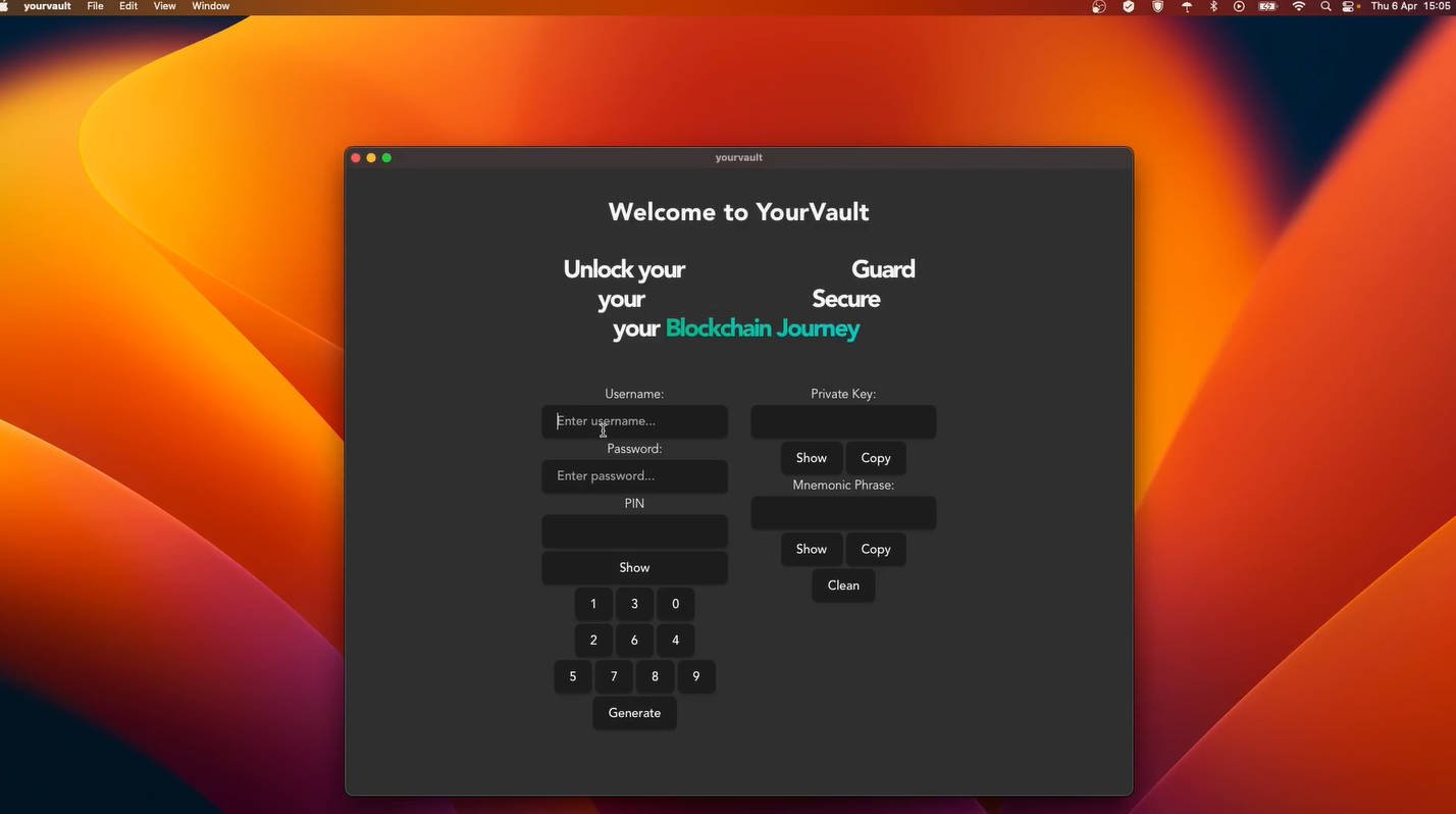 A react app that generate a private key and a mnemonic phrase, based on a username and a PIN