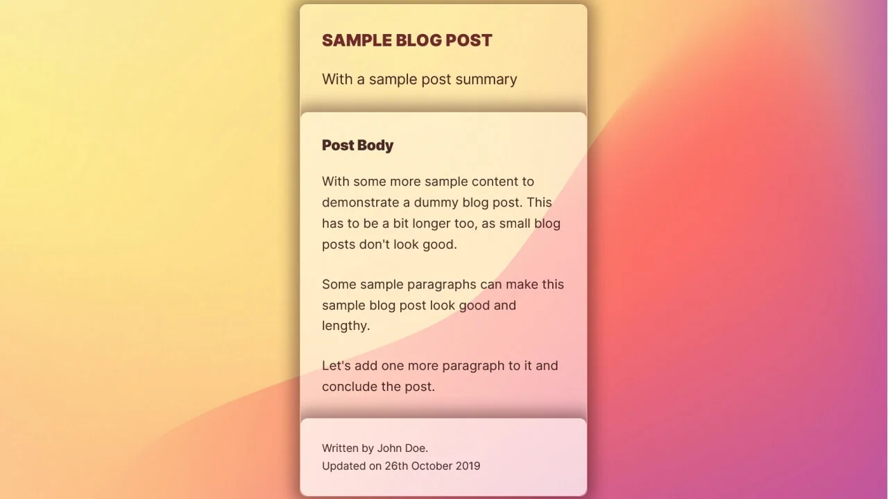Nested Glassmorphism: Blog Design