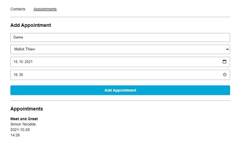A React App which allows the user to plan appointments with his contacts