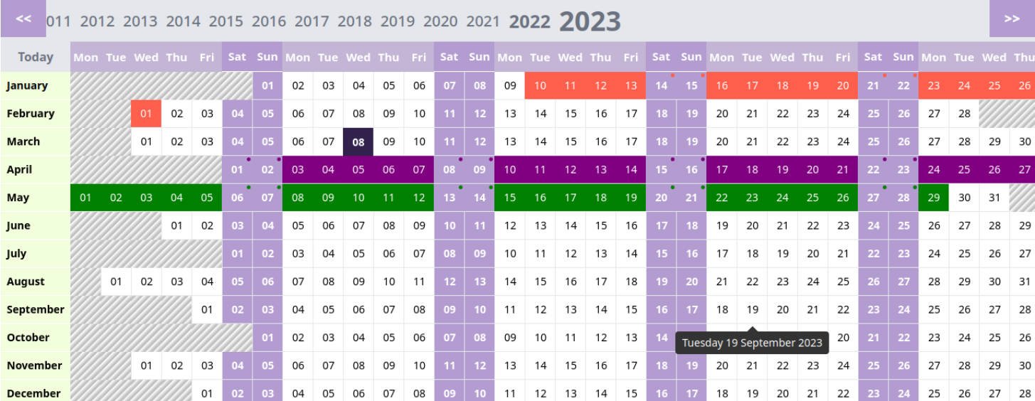 A React component that empowers you to create a customizable year calendar with events