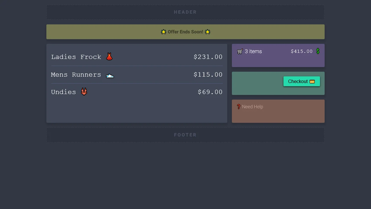 CSS Grid Shopping Cart