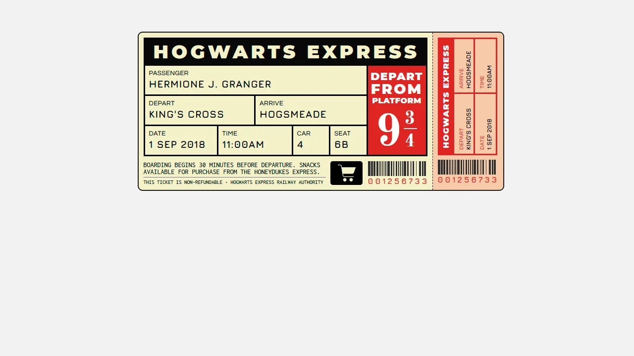 CSS Grid: Train Ticket