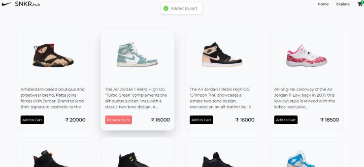 A React E-commerce app with dynamic cart features