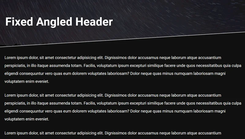 Fixed Angled Header