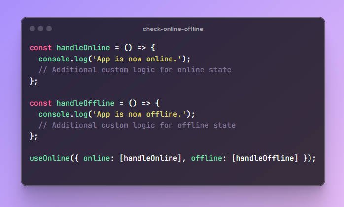 A react hook to check network status with advanced functionality of callback functions