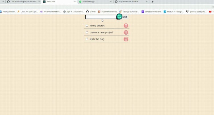 A React ToDo list made using JavaScript