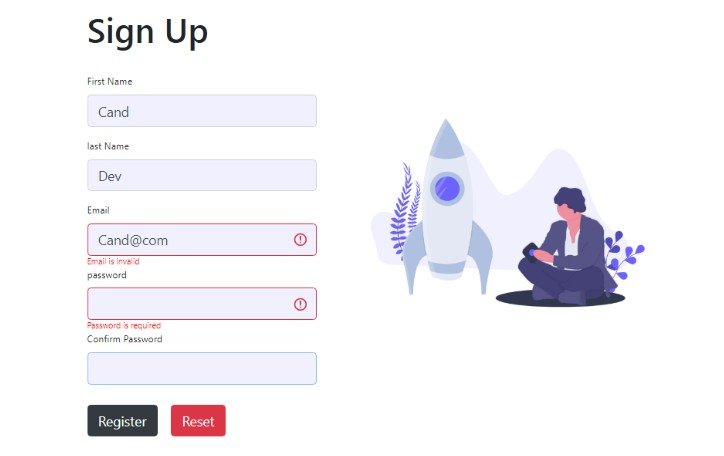 A React Validation form with formik and yup