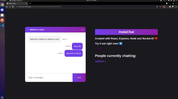 A real-time chat application made using ReactJs, ExpressJs, NodeJs, and Socket.io