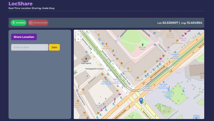 A Realtime location sharing App built with React
