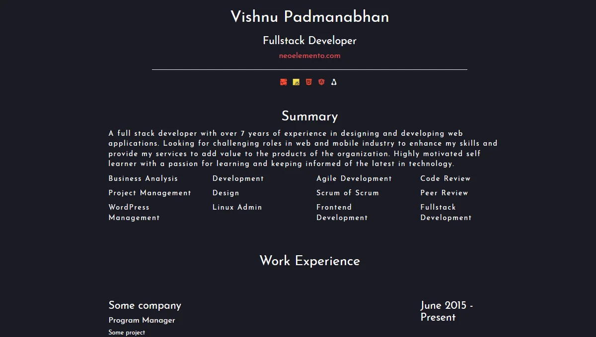 HTML Resume Template