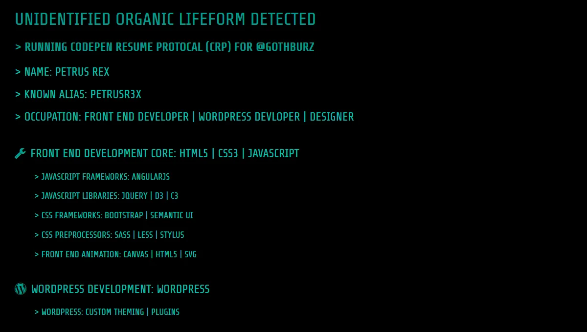 Codepen Resume Header Background