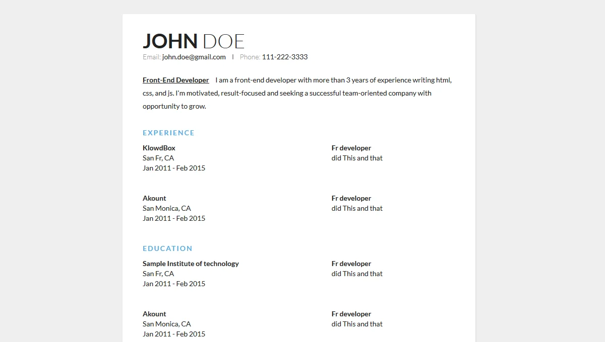 Sample Resume