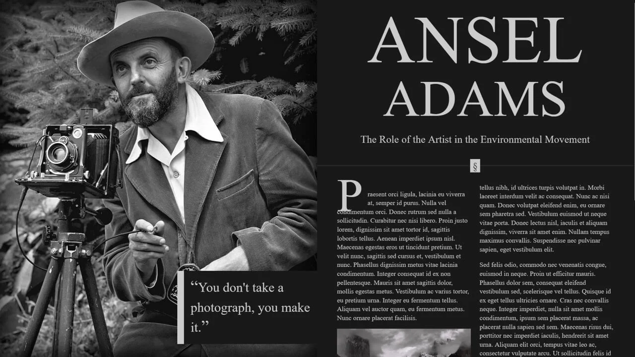 Editorial Layout: Ansel Adams