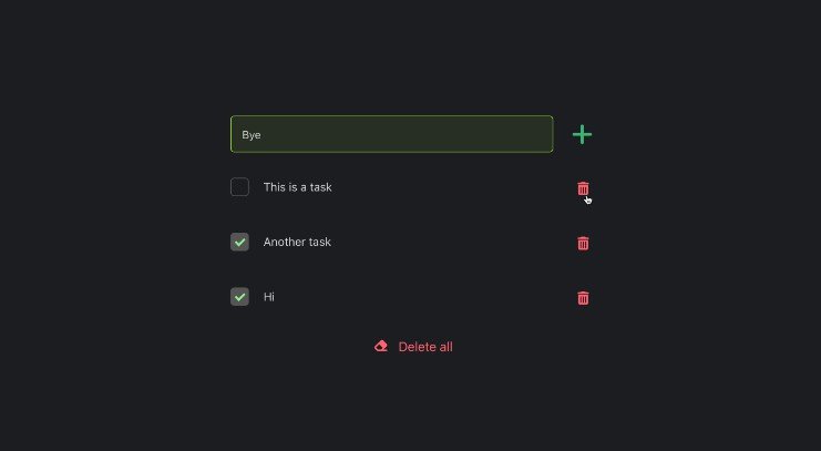 A Simple and dark to-do list Built with React