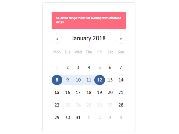 A simple calendar component for React based applications