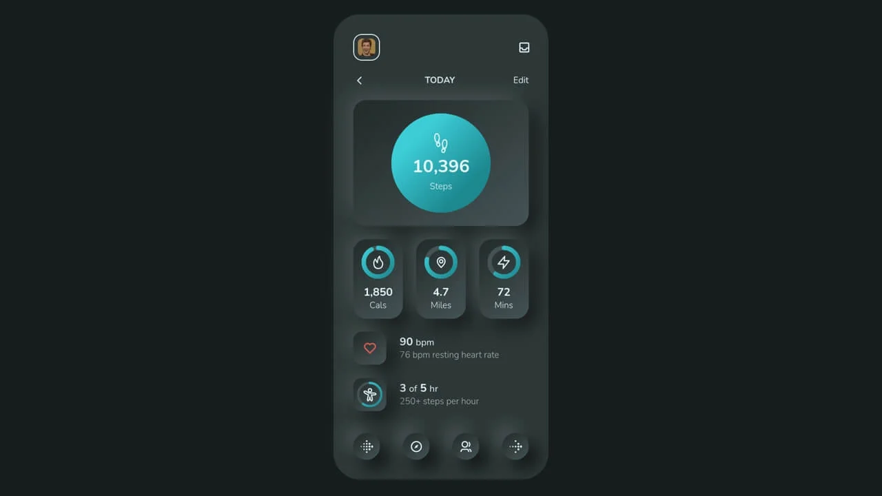 Neumorphic Fitbit UI