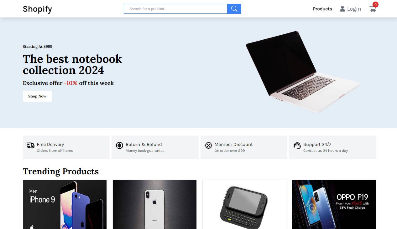 A simple ecommerce demo project developed with react, typescript & tailwind