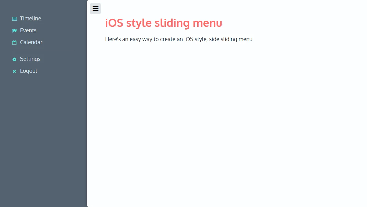 iOS Style Sliding Menu