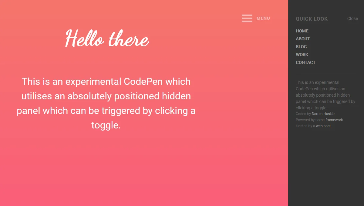 CSS3 Off-Canvas Panel with Menu