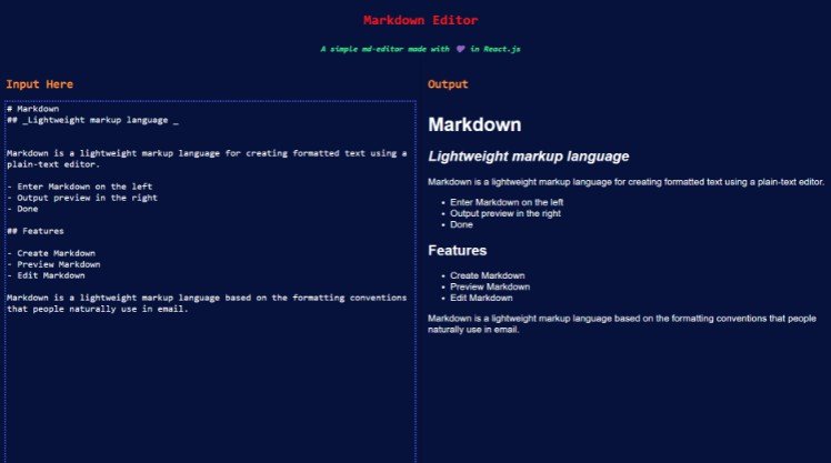 A simple markdown editor made in React.js