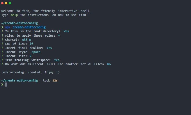 A simple npm script to generate an .editorconfig file