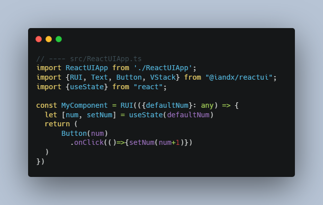 A simple react add-on for you to write React like SwiftUI