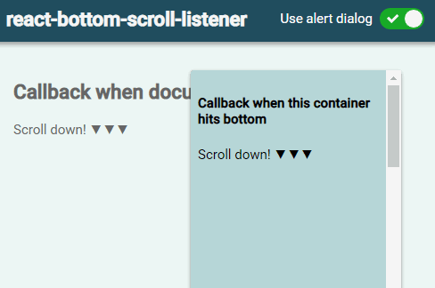 A simple React component that lets you listen for when scrolled to the bottom