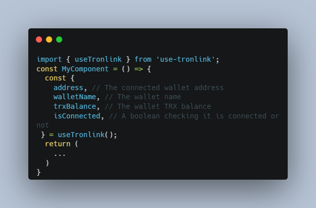 A Simple React hook library that connects with Tronlink hot wallet