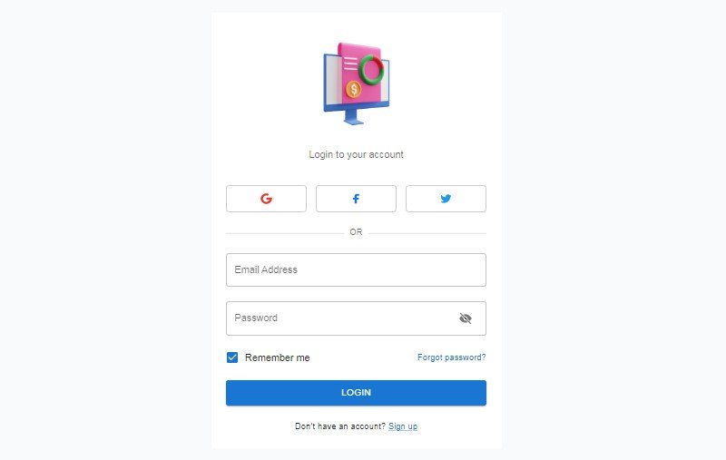 A simple sign in and sing up template built with React and Material UI