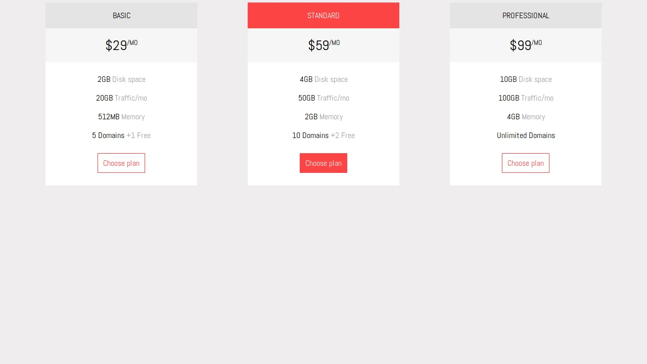 Pricing Tables