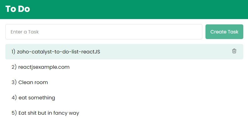 A Simple To Do List application built in reactJS with Zoho Catalyst