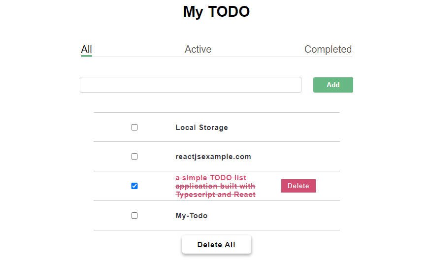 A simple TODO list application built with Typescript and ReactJS
