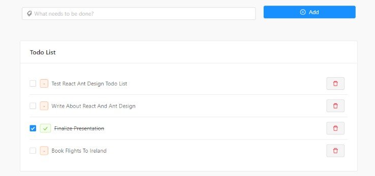 A simple TODO React antd project using TypeScript