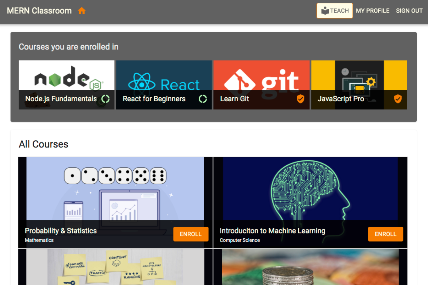 A simple web-based classroom application that allows instructors to add courses with lessons