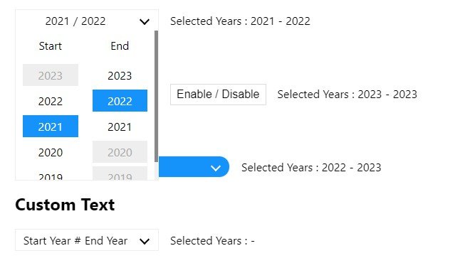 A simple year range picker component for React