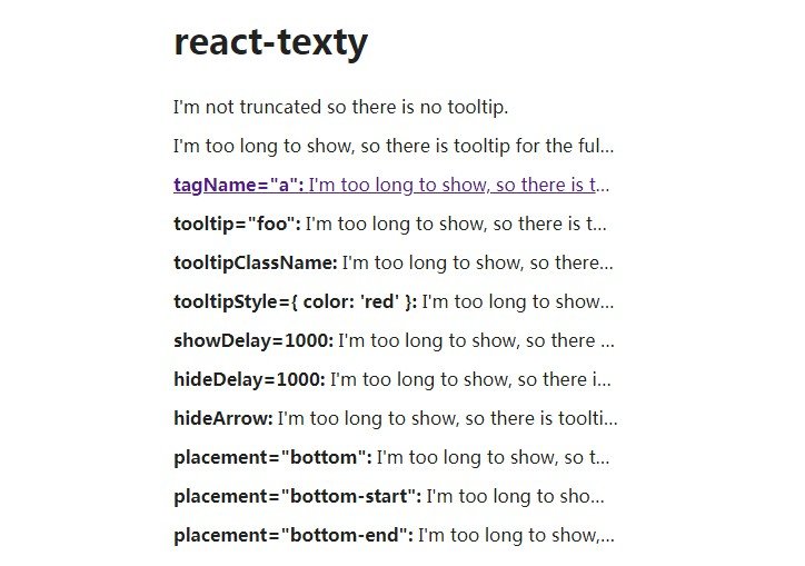 A straight forward text component with tooltip support when it's truncated