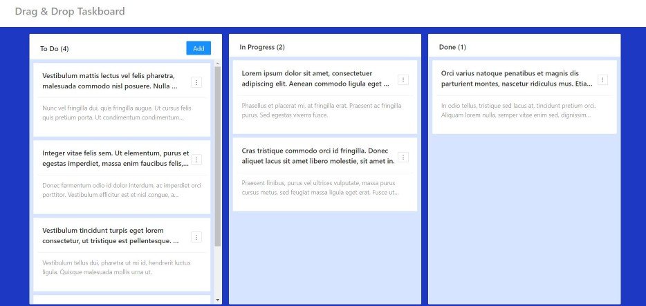 A Task Board with drag and drop feature For React