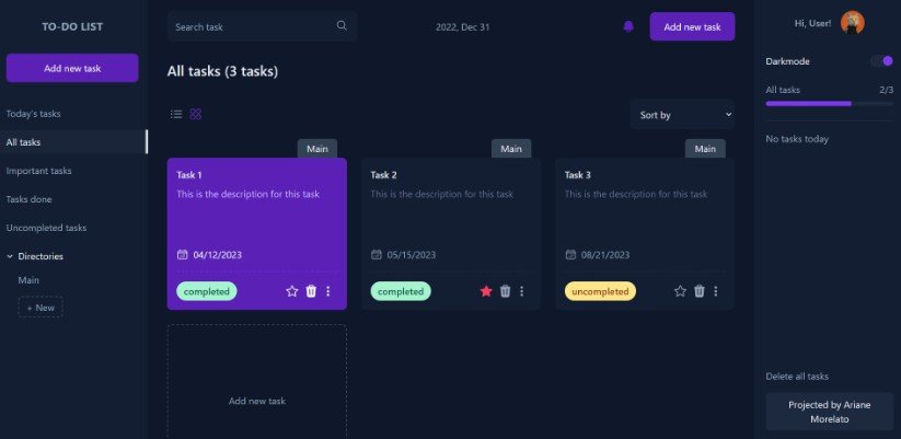 A task organizer (to-do list) made with React JS and Tailwind CSS