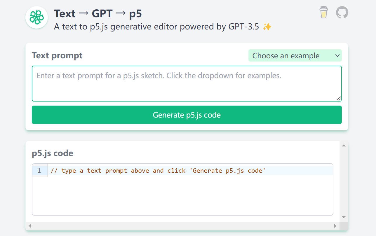 A Text to p5.js Generative Editor with Next.js and OpenAI GPT