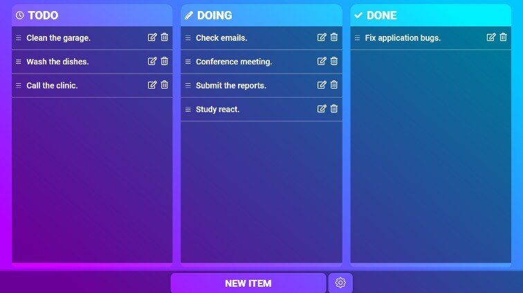 A to-do list using glassmorphism style and React