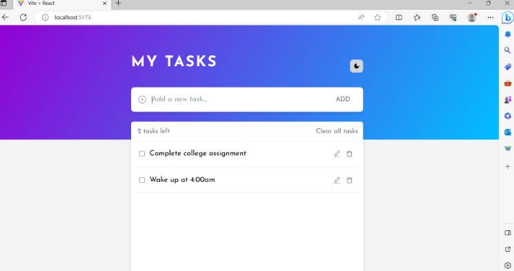 A TODO APP using Vite and ReactJs